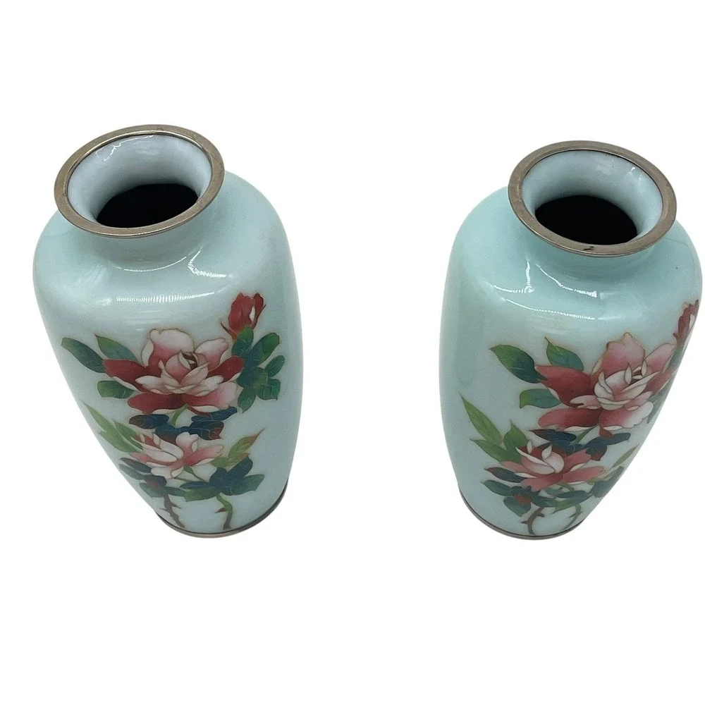Vintage Sato Cloisonné Pair of 7